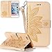 Produktbild ISENPENK Neu Design Für Apple iPhone 6/6S hülle Leder [Gold],Blume2 iPhone Apple iPhone 6/6S hülle Case Flip Cover 3-in-1 Leder hülle Bookstyle,Leder Original PU Lederhülle Muster Hülle Schale Standfunktion Etui Schutzhülle Tasche Credit Card Slots Wallet Case Leder Tasche