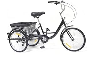 SHZICMY Triciclo per Adulti, 3 Biciclette con Cestino per la Spesa, Triciclo per Adulti e Anziani (8 Velocità, 20 Pollici)