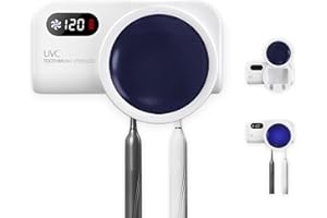 CIGAA UV Toothbrush Sterilizer, Rotating Cover Rechargeable Wall Mount Toothbrush Holder for Bathrooms, Couple Toothbrush Holder for Home and Travel