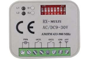 ALIRANTA Universal Receiver Compatible with MHOUSE GTX4 / GTX4 C / TX4 433.92 MHz Remote Control 2 Channels Radio Receiver 433-868MHz Rolling/Fixed Code 12 - 24 VAC/DC Receiver