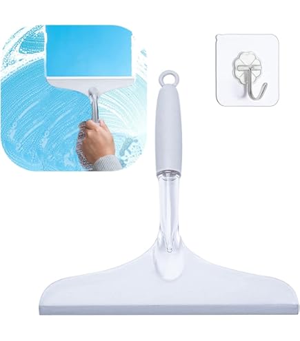 TidyTale All-Purpose Squeegee - 9.6" Blade For Shower Glass, Mirrors, Tiles, Windows, 10.8" Handle, White