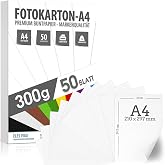 50 White Cardstock 300 g/m&sup2; &ndash; Pure White Premium Paper &ndash; DIN A4 &ndash; 21 x 29.7 cm &ndash; Unprinted White Printer Paper for Photograph