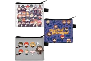 PIUMOJ Harry Porte Monnaie Enfant, Porte Monnaie en Toile, Wizard Monnaie Porte, Mini Portefeuille, Porte Monnaie pour Cartes de crédit, Cartes d'identité, clés, écouteurs, 3 Pièces