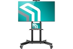 ONKRON Support TV roulettes pour 32-75 Pouces TV, Meuble TV Poids de 50 kg - Pied TV avec VESA 200x200 - VESA 600x400/Ecran Mobile sur Pied Hauteur Réglable TS1571-B Noir