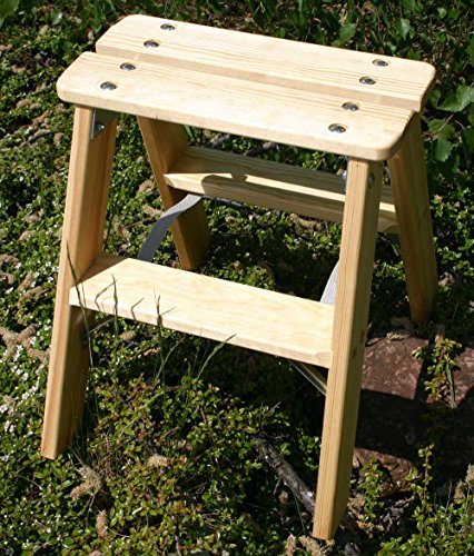 Klappleiter 2×3 Stufen Stehleiter Holz Holzleiter Stufenleiter Holztritt Deko Leiter - 2