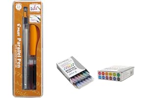 Pilot Lote de 1 pluma estilográfica para caligrafia Parallel Pen con pluma de 2,4 mm recargable + caja con 12 cartuchos surtidos