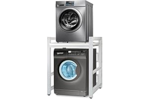 JXZ Waschmaschinenschrank, über dem Waschmaschinenregal, Waschmaschine Trockner Schrank Regal, 3 Höhenverstellbar, Tragfähigkeit 300 kg für Badezimmer Küche Balkon Waschküche (Weiß C)