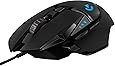 Logitech G502 Hero High Performance Wired Gaming Mouse, Hero 25K Sensor, 25,600 DPI, RGB, Adjustable Weights, 11 Programmable Buttons, On-Board Memory, PC/Mac, Black