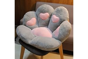 LANPEW Poduszka w kształcie łapy kota, miła poduszka na krzesło, Kawaii, kształt łapy, krzesło gamingowe, pluszowa poduszka na sofę, dla dziewcząt, krzesło dla graczy, akcesoria do pokoju (szara
