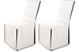 SH SCHEFFLER-HOME LIVE HOMESTYLE SCHEFFLER-Home Fundas Sillas de Comedor Elásticas Mila – Set de 2 Elegantes Fundas Sillas Ajustables con Lazo – Fundas para Sillas con Banda Elástica, Ecru Crema
