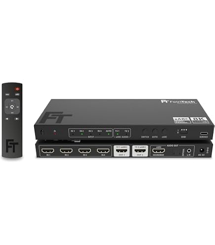 VMS14201 HDMI 2.1 Matrix Switch 4x2, 8K 60Hz E 4K 120Hz, 40Gbps, Extractor Audio SPDIF E ARC, Per Xbox, PS5, TV E Monitor, Supporto HDR VRR ALLM
