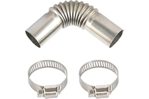 FASBET Stainless Steel Exhaust Pipe Elbow Connector 25MM Exhaust Pipe Gas Vent Hose with Two Stainless Steel Clamps for Diesel Heater
