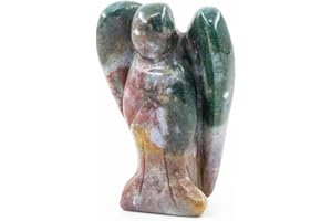 OUUBUUY Angelo di cristallo del Agata indiana, piccola scultura dell'angelo custode, pietra di guarigione del cristallo, cristallo di guarigione del quarzo rosa, angelo fortunato del fascino 1.5 pollici
