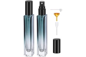 Segbeauty Atomizador Perfume Recargable, 2 Piezas 10ml Bote de Perfume de Cristal, Pulverizador Colonia Portátil, Botella Pulverizador, con Cabezale de Bomba, Embudo y Gotero