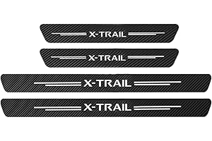 Symilov 4 Stück Auto Kohlefaser Einstiegsleisten Schutz Für NIS-san X Trail xtrail X-Trail T30 T31 T32 T33 2002-2024 Tuning Zubehör mit Logo Türschwelle Anti Kratz Aufkleber Schutzstreifen,White