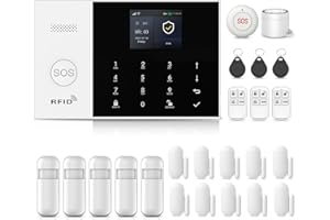 XNH gsm/WiFi Alarma doméstica inalámbrica, 24 Unidades WiFi para el hogar, Sistema de Alarma con aplicación, Sirena de 120 dB, Sensor de Puerta y Ventana, Detector de Movimiento, Control Remoto