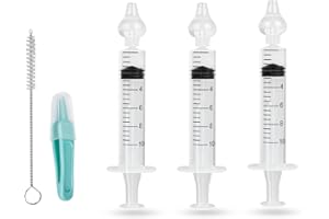 LYCTEIKI 3 Pezzi Bambini Aspiratori Nasali, Siringa Lavaggi Nasali Bambini, Accessori Completi Irrigatore Nasale Riutilizzabile con Spazzola per la Pulizia e Pinzette