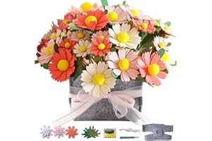 BAZIMA DIY Felt Flower Art Craft Kit,DIY Felt Daisy Bouquet Kit, Floral Gifts,Beginner Craft Kit,Arrange Pre-Cut Felt Flowers and Foliage