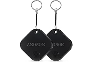 AMOROM Smart Air Tag Bluetooth Traceur Lot de 2, Compatible iOS et Android, Recherche de Phone, Sonnerie Puissante, Batterie Remplaçable, pour Clés/Bagages/Valises/Portefeuille/Sac à Dos