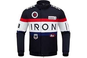 RIDEIRON Chaqueta Moto Hombre con Protecciones CE – Chaqueta Motociclista 4 Estaciones con Forro Térmico Extraíble, Transpirable y Resistente, Diseño con Bordados y Gran Estampado M-XXL