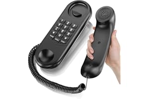Maxesla Corded Telephone - Wall mountable Telephone, Dial Pad on Base unit/Last Number Redial/Pause/Flash for Office, Hotel, Home, Bathroom