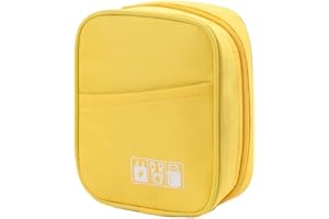 JINSI Small Cable Organiser Bag Travel Electronics Pouch Tech Accessories Case for Chargers, Cables, Power Banks, USB (Yellow)