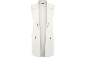 ZEE FASHION New Ladies Womens Sleeveless Long Waistcoat Open Front Stylish Crepe Pocket Jacket Coat PLUS SIZE