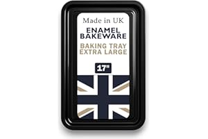 SAMUEL GROVES Great British Bakeware 43cm Vitreous Enamel Extra Large Baking Tray Oven & Roasting Tray, Heavy Duty Vitreous Enamel Bakeware, Roasting Tin, Baking Pan, Made in England, Scratch Resistant