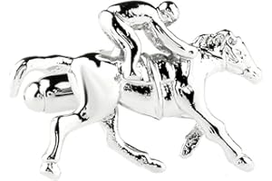 VCUFFLINKS Deportes Racing montando a caballo Carreras Plain brillante chapado en Metal blanco Gemelos de acero