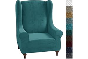 N\C Chelzen aksamitny pokrowiec na sofę (fotel skrzydłowy, niebieski pawi)