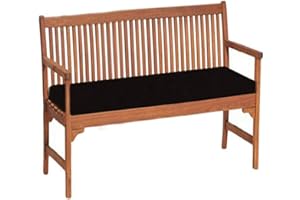 Gr8 Garden Patio Bench Pad Outdoor Waterproof Water Resistant Fabric 2 Seater Furniture Swing Seat Hammock Thick Pillow Cushion[Black]