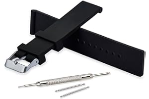 VINBAND Bracelet Montre Imperméable Remplacer Silicone Bracelet Montre Homme Femme Noir Doux - 18mm, 20mm, 22mm, 24mm Caoutchouc Montre Bracelet avec Outil