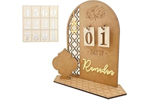 YLYDMY Eid Mubarak Kalender, Ramadan Dekorationen Countdown-Kalender für Zuhause,Rustikaler 30 Tage Countdown Ramadan Kalender Kinder (A-01)
