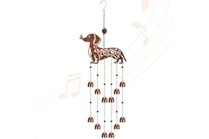 saerryor Dachshund Dog Metal Wind Chimes, Wind Chimes for Outdoor, Indoor, Birthday Festival Gifts, Garden Decor, for Women Men Memorial Gift, Bronze