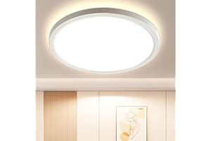 OTREN Plafoniera LED Soffitto, 4000K IP44 Plafoniera Bagno Rotonda, Lampadario LED Soffitto per Soggiorno Camera da Letto Cucina Balcone Corridoio, 22CM