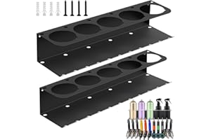 kamoly Spray Can Holder, Pack of 2 Can Holders for Spray Bottles, Spray Can Holder with 5 Holes and 6 Slots, Wall Mounted Spray Bottles Can Holder, Can Organiser Storage Rack