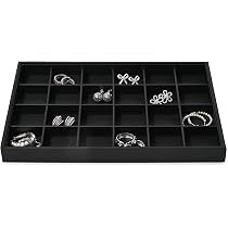 Plateau Bijoux Oirlv Bois Massif - Blanc Crème, 35x24 Cm, Organisateur Empilable Pour Tiroir