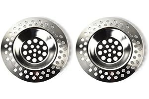 all-around24 2 Stück Ausgussfilter Abflusssieb Siebe Spülbeckensieb Waschbecken Abfluss Filter Edelstahl Küchensieb