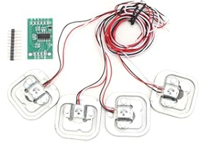 LADIESHOW Wägezelle Kit, HX711 Modul mit 4 Stück Halbbrücken Wägezelle (Personal 50kg) A/D Wandlung Dual Channel, Halbbrücken DMS Wichtungssensor Set, für Küche Waagen Elektronische Küchenwaage, Schmuck Waagen