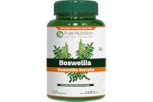 PURE NUTRITION NATURAL TREASURES Pure Nutrition Boswellia Serrata 15:1 Extract 600mg | 120 Cap | Min 65% Boswellic Acids | Each Serving Offer 600mg 15:1 Extract Equivalent to 9000mg Raw Boswellia Powder | Non-GMO