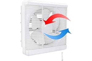 HUGOOME Taille ouverte 245*245mm Extracteur d'air, Ventilateur d'extraction 500m³/h 30W, Ventilateur mural réversible dans Deux Sens, pour salle de bain Cuisine grenier fenêtre Garage (Pas de prise)