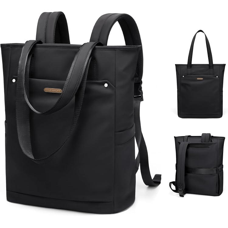 Shrrie Laptoprugzak voor vrouwen past op 16 inch laptop, designerrugzakken voor vrouwen met computercompartiment voor bedrijven, Zwart, 12 x 6.4 x 17 inches
