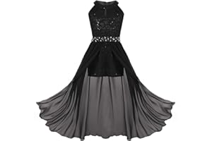 Aislor Robes Princesse Cérémonie Enfant Fille Robe de Soirée Baptême Paillettes Strass Robe de Mariage Fete Anniversaire sans Manches