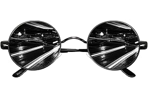 CGID Lunettes de Soleil Polarisées Ronde Homme Femme Lunettes Style Rétro Vintage Lennon Cercle Cadre Métallique Protection UV400