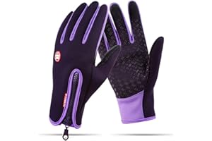 BXT Touchsceen Fleece Insulated Gloves, Thermal Windproof Snowproof Warm Gloves Winter Sports Ski Snowboard Riding Motocycling Bike Mittens Hiking Camping Driving Gloves Purple