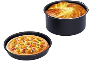 ‎JENNGAOO Jenngaoo Heißluftfritteuse Zubehör 2 Stück Antihaft-Kuchenfass & Pizzapfanne 8 Zoll Backform zum Backen von Kuchen, Pizza, Waffeln - Mit Griff & Spülmaschinengeeignet für 4,5L+ Fritteusen
