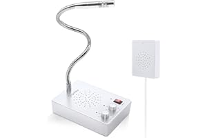 ChunHee Window Intercom Speaker Systems Glass Microphone Counter Two-Way Communication Intercom For Banks, Shops, Hospitals,Restaurants Station Ticket Booth (Silver)