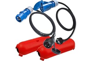 IntuiFlex Câble Adaptateur Set CEE Fiche Schuko 1,5 m - Boite Prise Etanche Exterieur - Accessoires de Camping pour Bateau, Camping-Car, Caravane - Câble H07RN-F 3 x 2,5 mm² 230 V 16 A - Bleu IP44