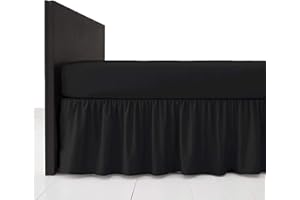 Comfy Nights Plain Dyed Polycotton Easy Care Frilled Base Valance In 19 Colors (King, Black)