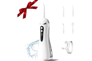 BWALIFFURY Jet Dentaire Hydropulseur Portable Sans Fil, 4 Buses 3 Modes USB Chargé Étanche IPX7, 200 ML, Dentaire Sans Fil Portable Water Flosser, ultra-fin de 0,6 mm, Pour La Maison et Les Voyages, Blanc
